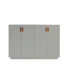 Armoire Frame 160 High , light grey, portes pliantes, 42 cm, cognac