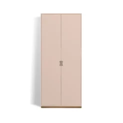 Armoire haute Snö F, Rose, base en chêne, dj.30 cm