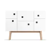 Armoire Peep C2, blanc, retro, pieds en chêne