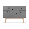Armoire Peep C2, slate grey, retro, pieds en chêne