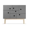 Armoire Peep C1, slate grey, chêne pigmenté blanc