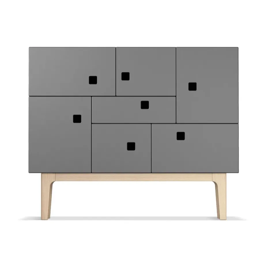 Armoire Peep C1, slate grey, chêne pigmenté blanc