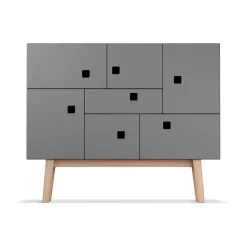 Armoire Peep C1, slate grey, retro, structure en chêne