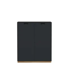 Armoire Snö E, Char grey, base en chêne, portes opaques, dj.30 cm