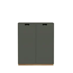 Armoire Snö E, Green khaki, base en chêne, portes opaques, dj.42 cm
