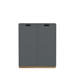 Armoire Snö E, Storm grey, base en chêne, portes opaques, dj.30 cm