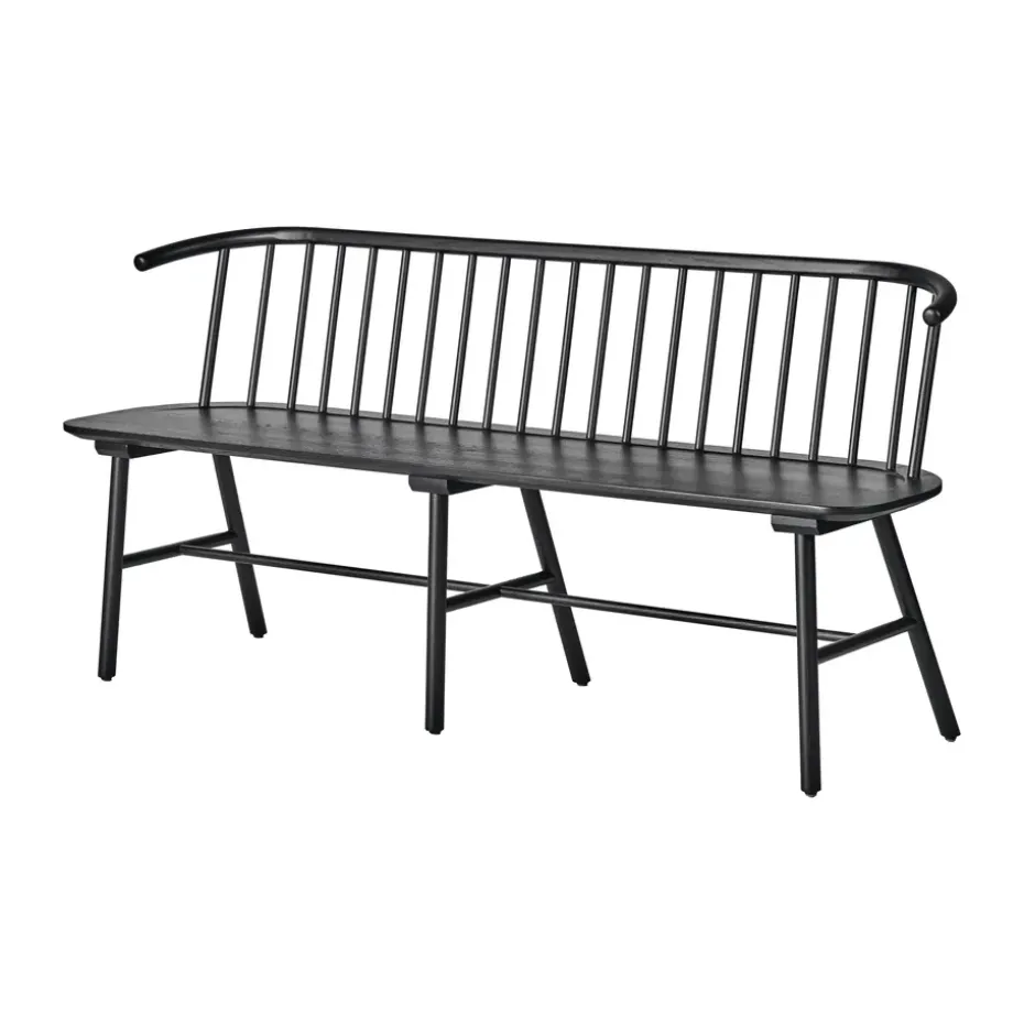 Banc avec dossier VIOR, Chêne laqué noir