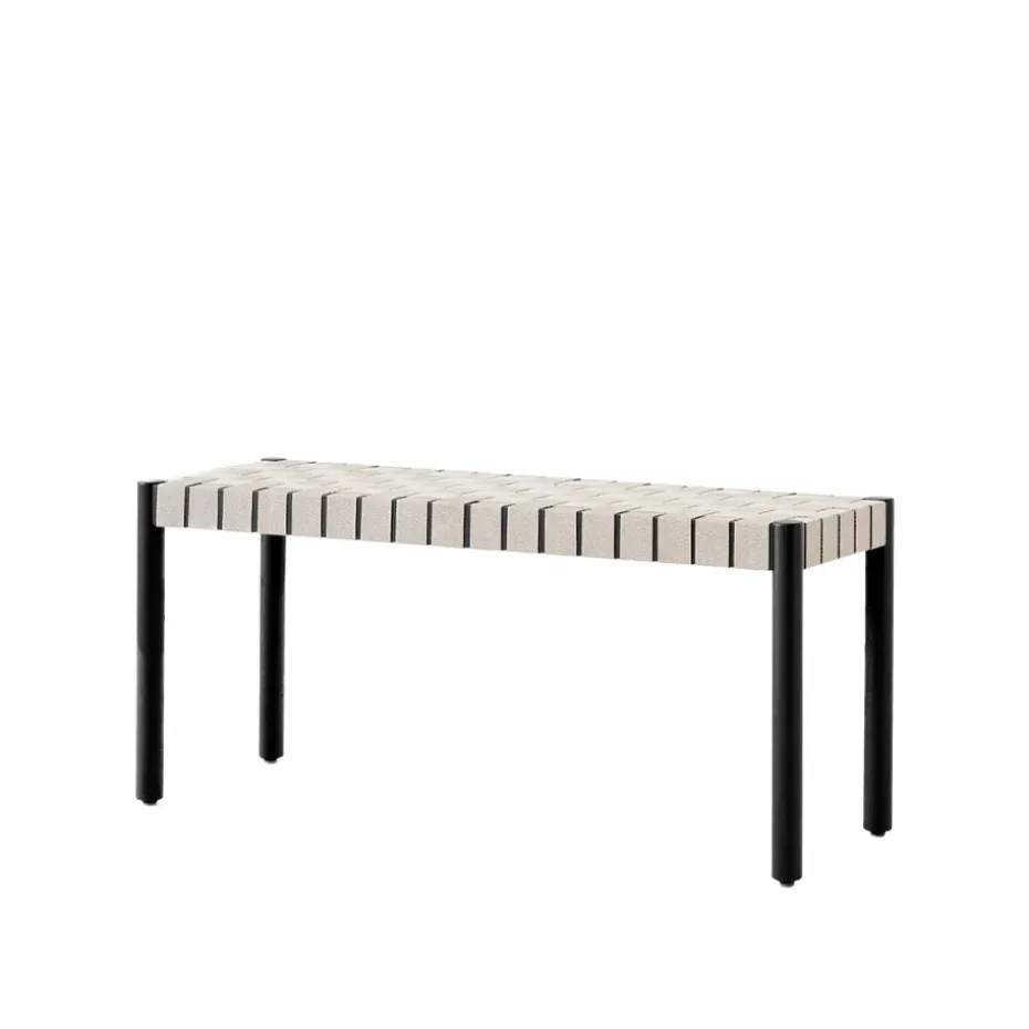 Banc Betty TK4, black, assise en ruban de lin tressé naturel