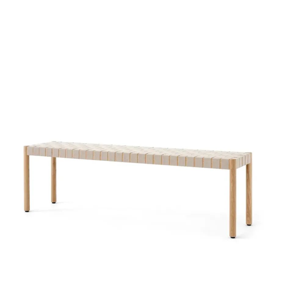 Banc Betty TK5, oak, assise en ruban de lin tressé naturel