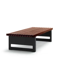 Banc Block, Acajou, large, support noir