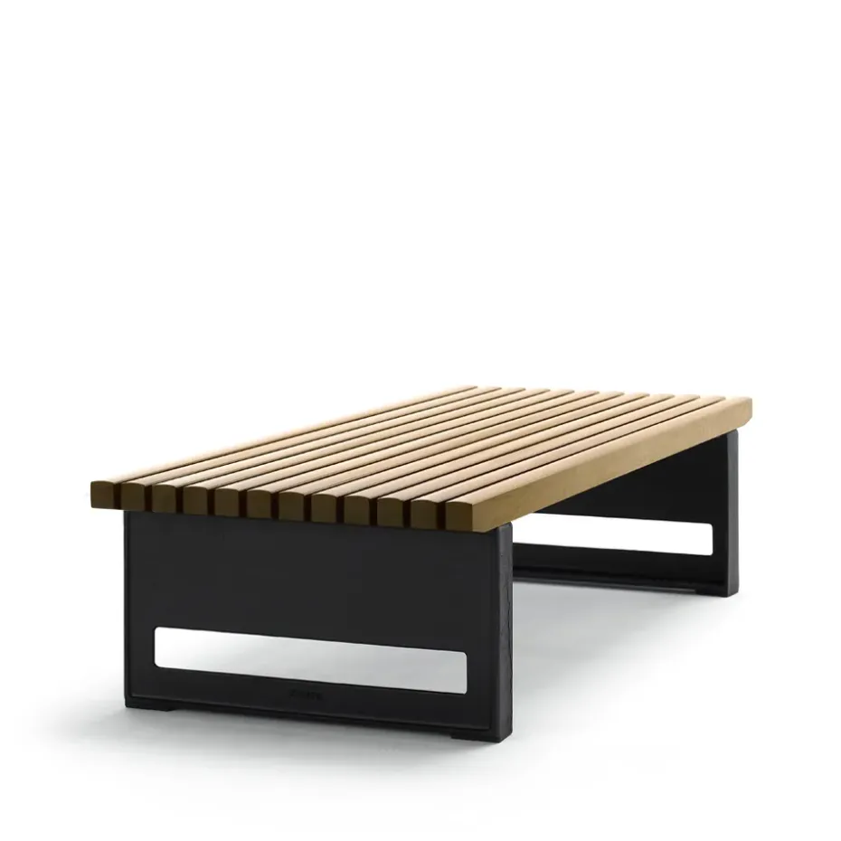 Banc Block, Huile de chêne, large, support noir