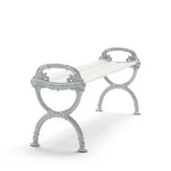 Banc Byarum, Pin blanc laqué, support en aluminium brut