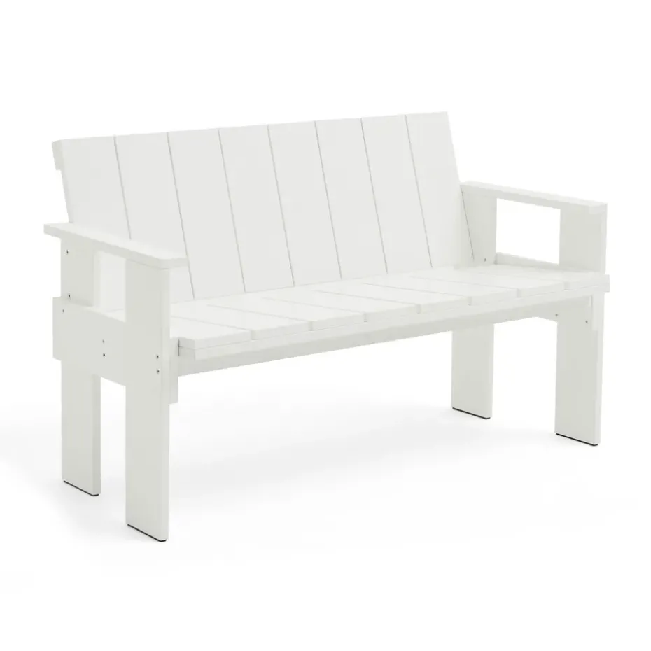 Banc Crate Dining Bench en pin laqué, White