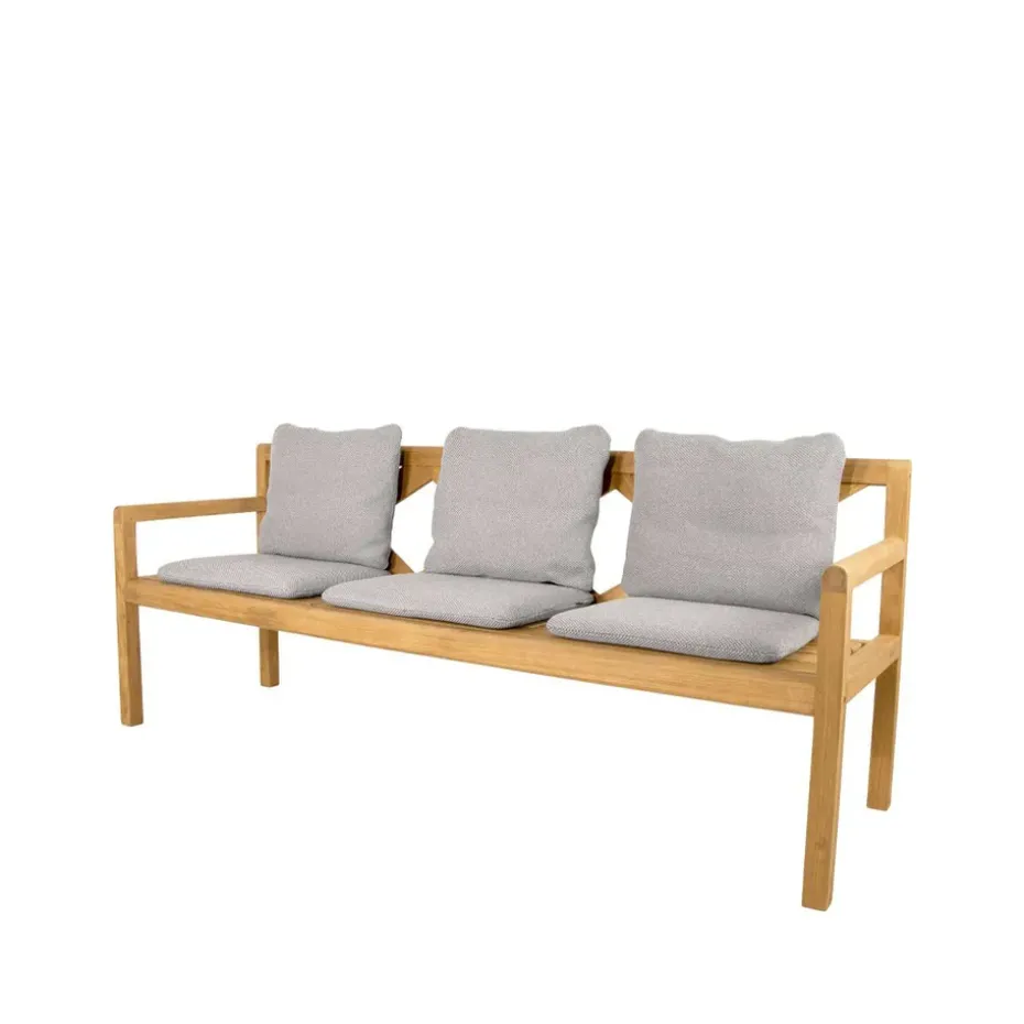 Banc Grace 3 places, Light grey, teak