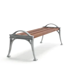 Banc Lessebo, Acajou, support en aluminium brut