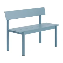 Banc Linear Steel avec dossier, Bleu pâle, 110x34 cm