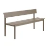 Banc Linear Steel avec dossier, Taupe, 170x34 cm