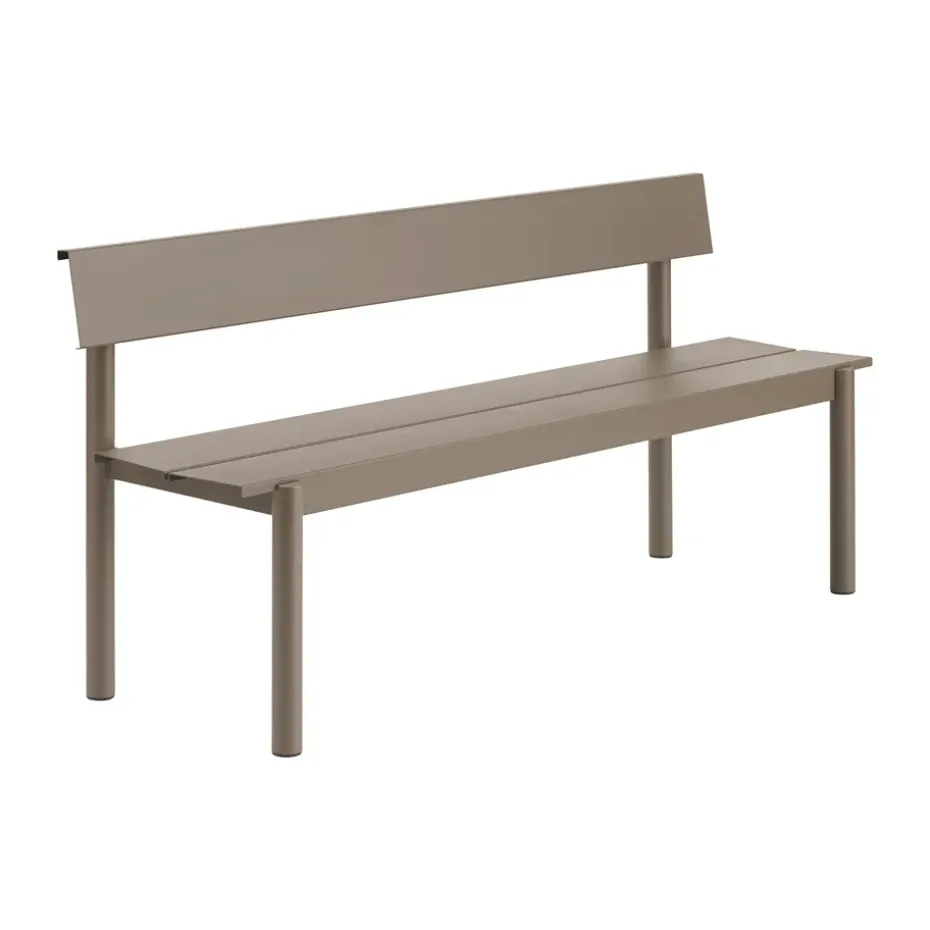 Banc Linear Steel avec dossier, Taupe, 170x34 cm
