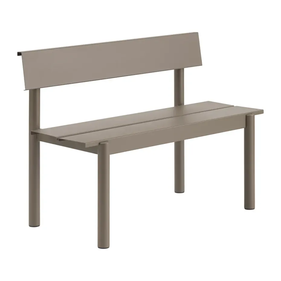 Banc Linear Steel avec dossier, Taupe, 110x34 cm