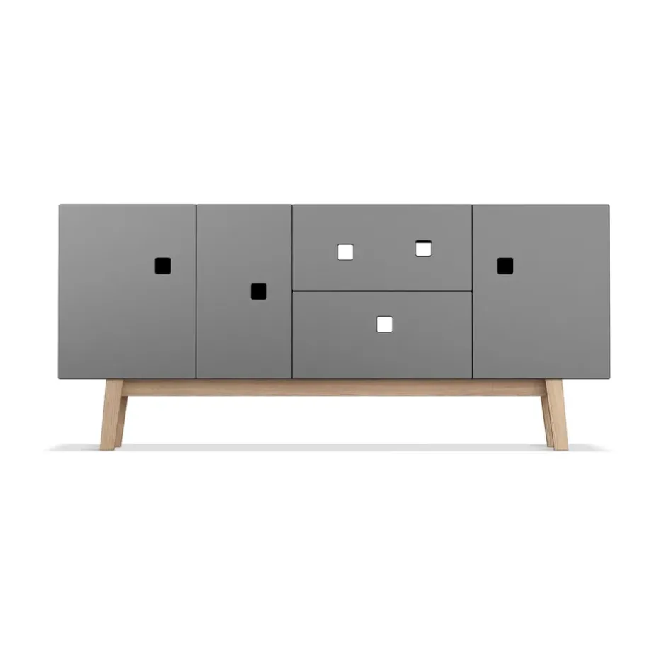 Banc multimédia Peep M2, slate grey, retro, structure en chêne