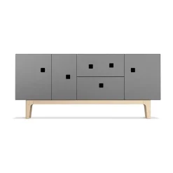 Banc multimédia Peep M2, slate grey, chêne pigmenté blanc