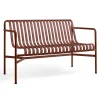 Banc Palissade Dining avec accoudoirs, Iron red