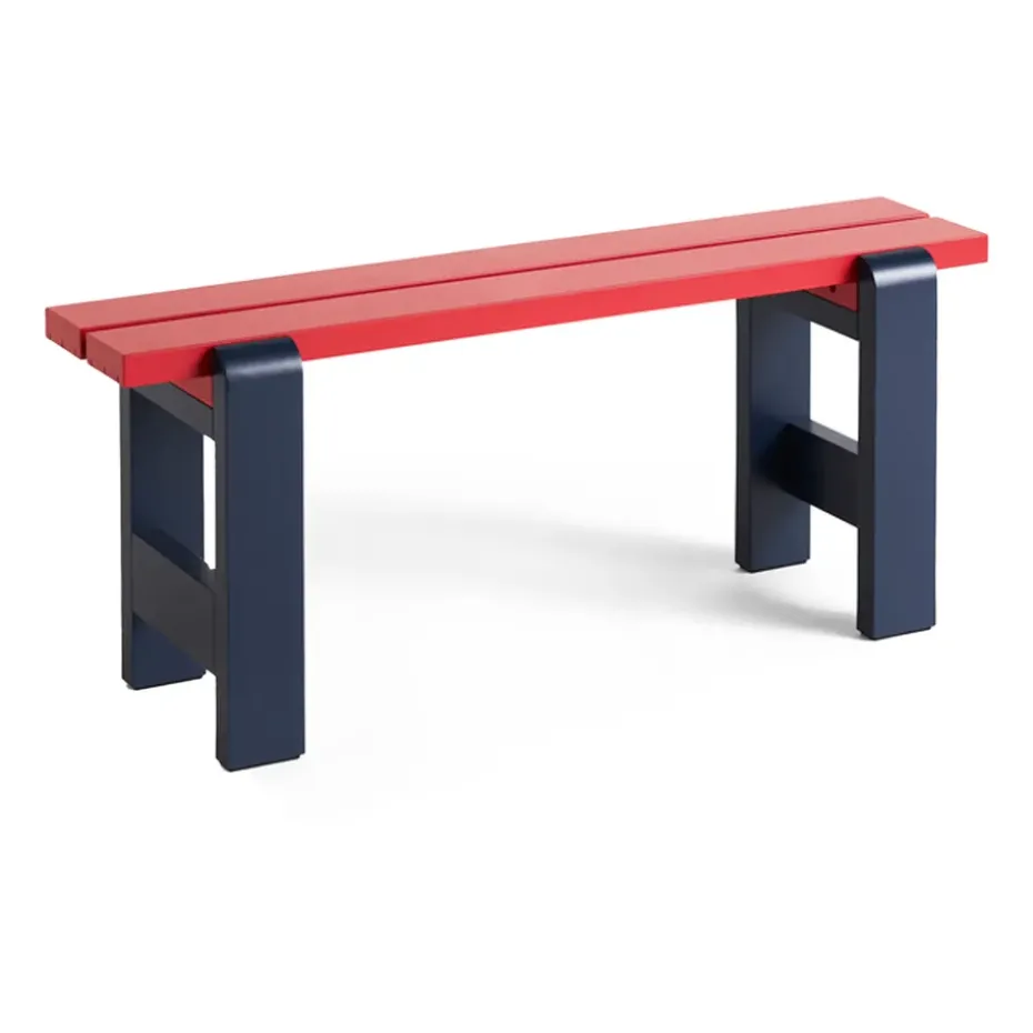 Banc Weekday Duo 111x23 cm pin laqué, Wine red-steel blue