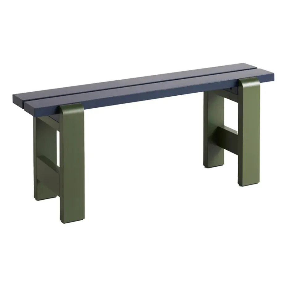 Banc Weekday Duo 111x23 cm pin laqué, Steel blue-olive