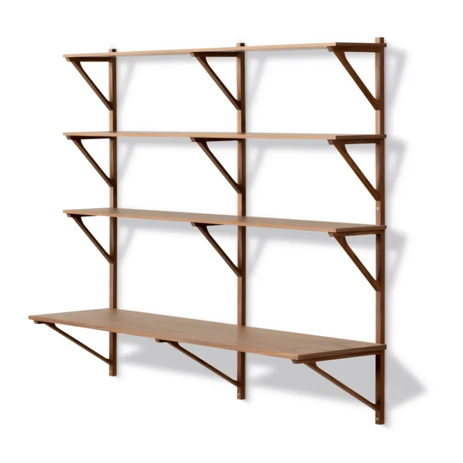 Bibliothèque avec bureau BM29 149x134 cm, Noyer laqué