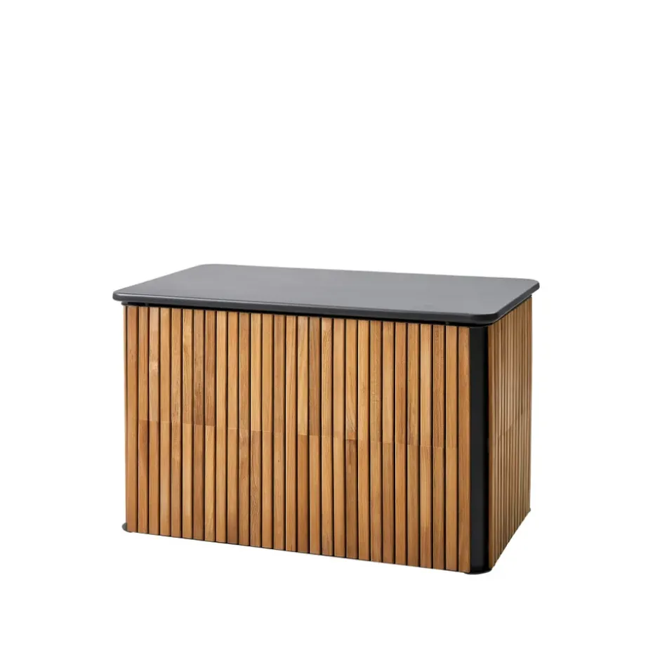Boîte de rangement Combine pour coussins, Teck, Lava grey, petit
