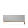 Buffet Beam, gris clair, structure en chêne huilé blanc