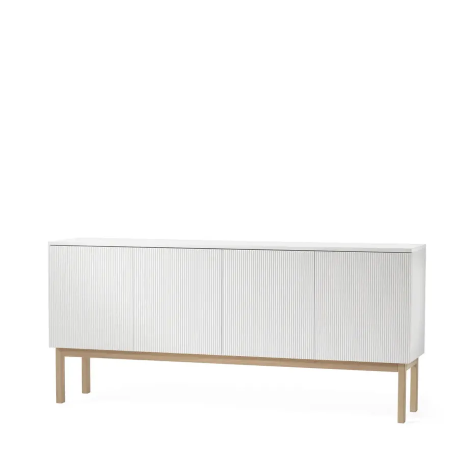Buffet Beam, laqué blanc, structure en chêne huilé blanc