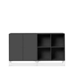 Buffet Pair, anthracite 04, pieds blancs laqués
