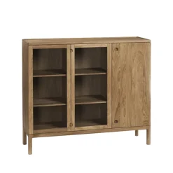 Buffet Prio haut, chêne huilé naturel, porte en verre