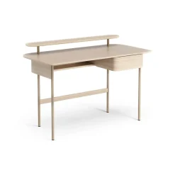 Bureau Luna avec tiroir et étagère, Chêne pigmenté blanc