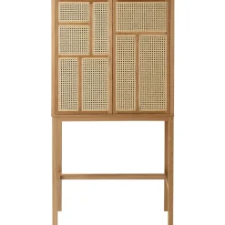 Cabinet vitré Air, chêne, rotin