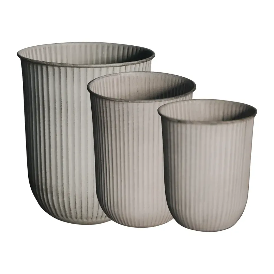 Cache-pot Out stripe, lot de 3, Beige