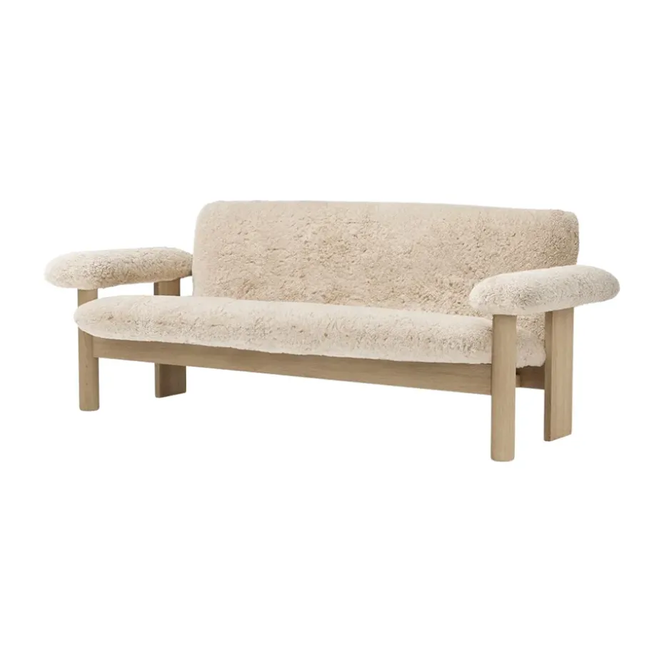 Canapé 2 places Brasilia, Natural oak-Nature sheepskin curly