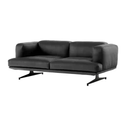 Canapé 2 places Inland AV22, Noble cuir noir - noir chaud
