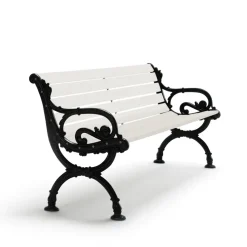 Canapé Byarum, Pin laqué blanc, pied noir, 155 cm
