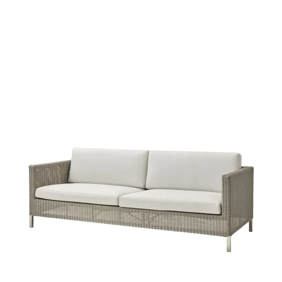 Canapé Connect 3 places, Taupe, ensemble de coussins Cane-Line Natté White