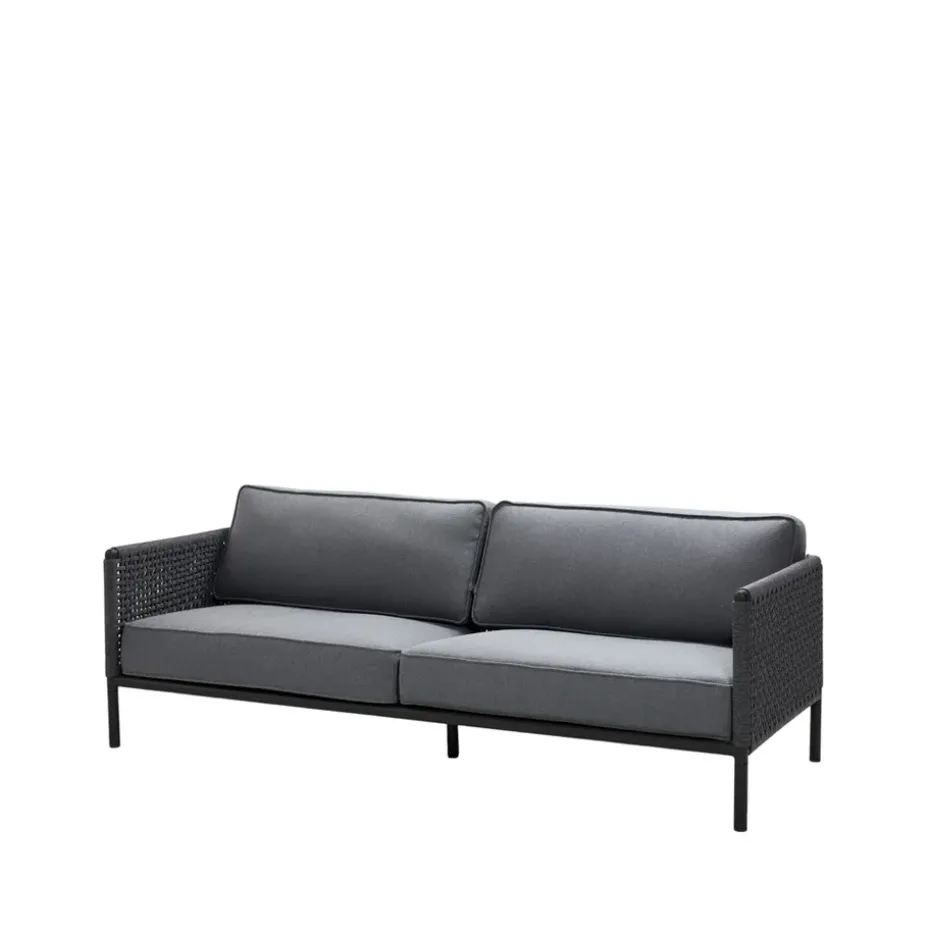 Canapé Encore 3 places, Cane-Line airtouch lava grey/Dark grey