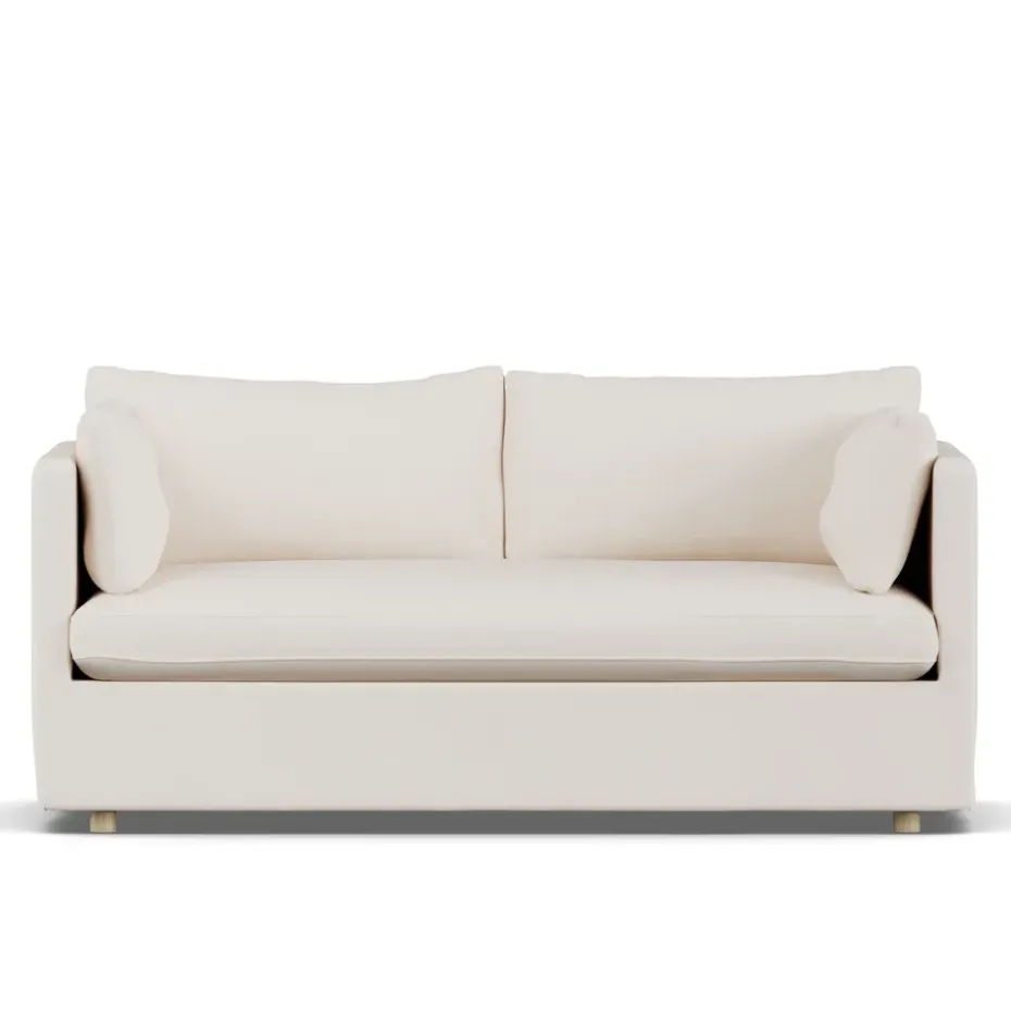 Canapé Linnevik, Caleido Beige 9600-chêne blanchi à l’huile, 2 places, avec jupe
