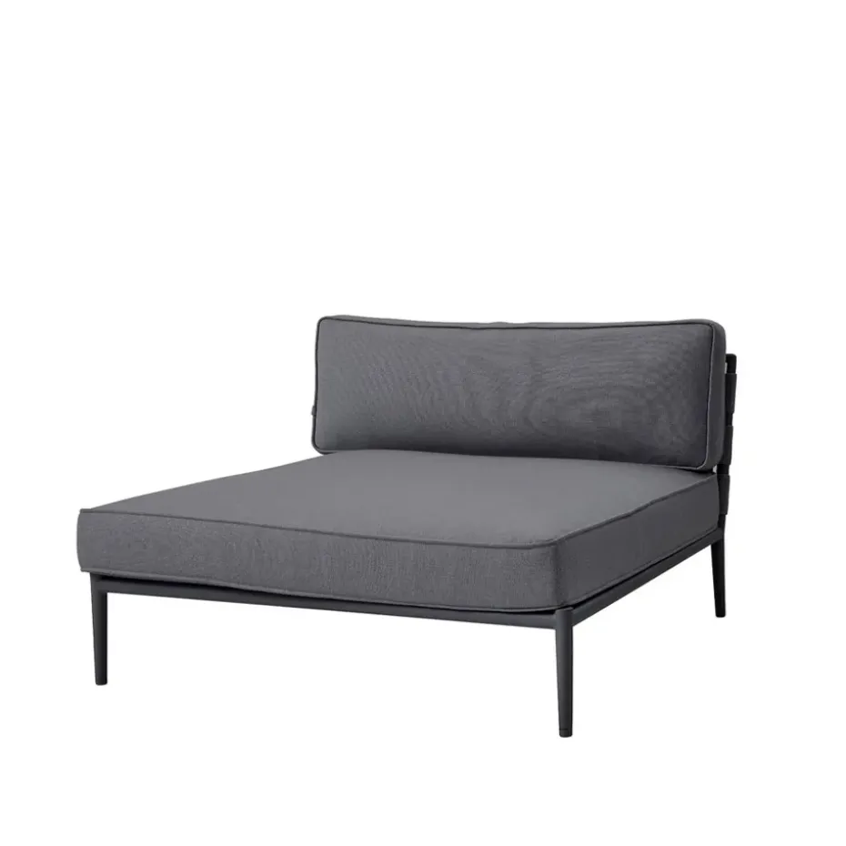 Canapé modulaire Conic, Cane-Line Airtouch grey, lit de jour, incl. coussins