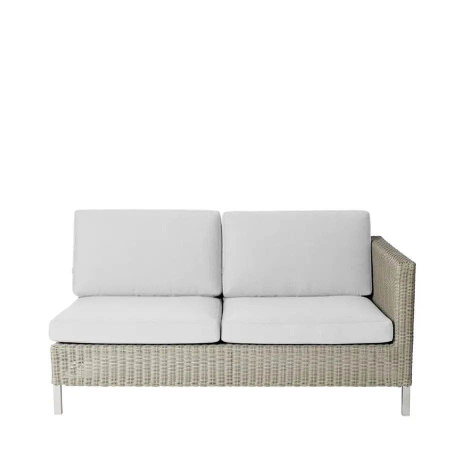 Canapé modulaire Connect, Canapé 2 places taupe, gauche, coussins blancs