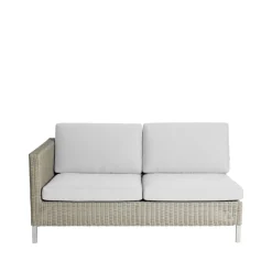 Canapé modulaire Connect, Canapé 2 places taupe, à droite, coussins blancs