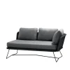 Canapé modulaire Horizon, Cane-Line Natté gris-gauche-pied noir