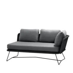 Canapé modulaire Horizon, Cane-Line Natté gris-gauche-pied noir