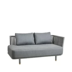 Canapé modulaire Moments, 2 places gris, gauche, Cane-Line soft rope