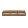Canapé Outline 3,5 places, aluminium poli, Grace leather Camel